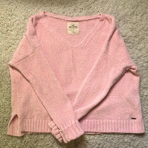 Pink Hollister v neck sweater